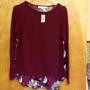 NWT Loft faux layered pullover PM